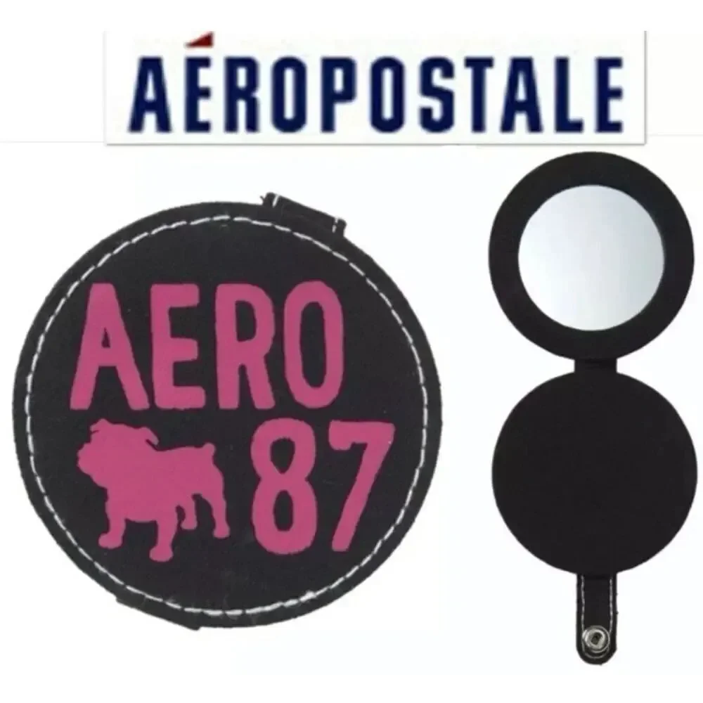 NWT Vintage Y2K Aeropostale Black Dog Logo Bag Super Cute Pocket Bag Mirror